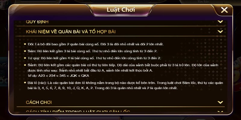  Sâm online Hipclub có luật chơi đơn giản và dễ dàng